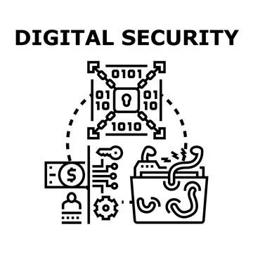 Digital security concept protecting data and financial assets Stock Illustration