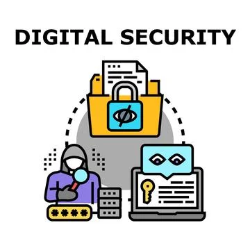 Digital security concept protecting data from cybercrime Stock Illustration