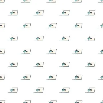 Digital security concept seamless pattern with credit card theft from laptop Stock Illustration