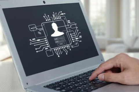 Digital Security Concept with User Profile and Circuit Design Stock Photos