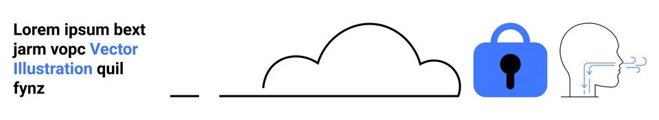 Digital security concepts with cloud, padlock, and human profile for cybers.. Stockillustratie