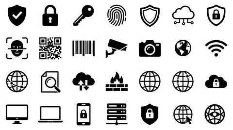 Digital security cybersecurity technology network communication glyph icon Stock Illustration