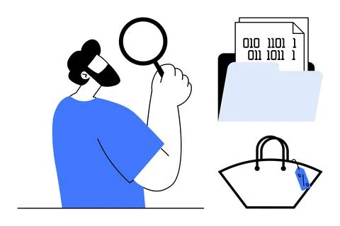 Digital security, data analysis, online shopping, privacy protection, cyberse Stock Illustration