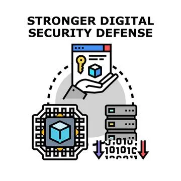 Digital security defense system providing data protection and privacy Illustrazione stock