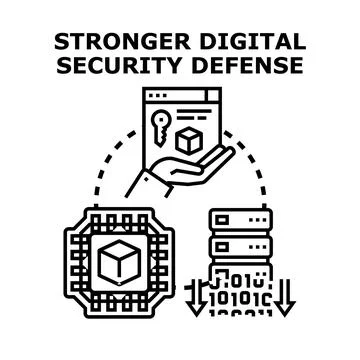 Digital security defense system providing data protection and privacy Illustrazione stock