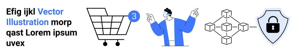 Digital security, e-commerce, blockchain technology, secure access, online tr Stock Illustration