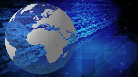 Digital security featuring binary code, algorithm, and rotating globe, creating Vídeo Stock 255763146