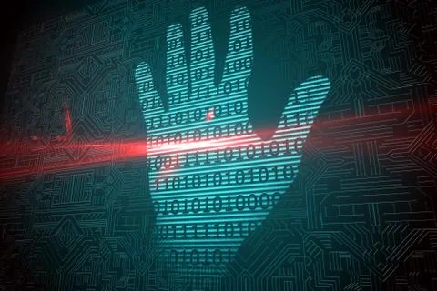 Digital security hand print scan 스톡 일러스트