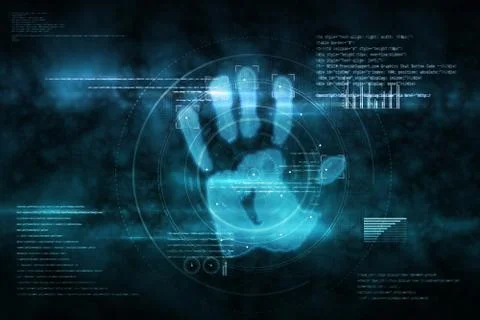 Digital security hand print scan Ilustração Stock