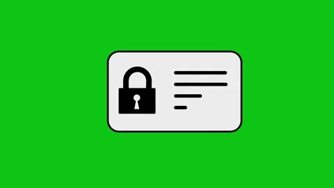 Digital security identity card animation with padlock and checkmark on gree.. Stock Footage 346496865