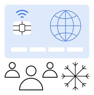 Digital security, identity verification, data storage, global communication,  Stock Illustration