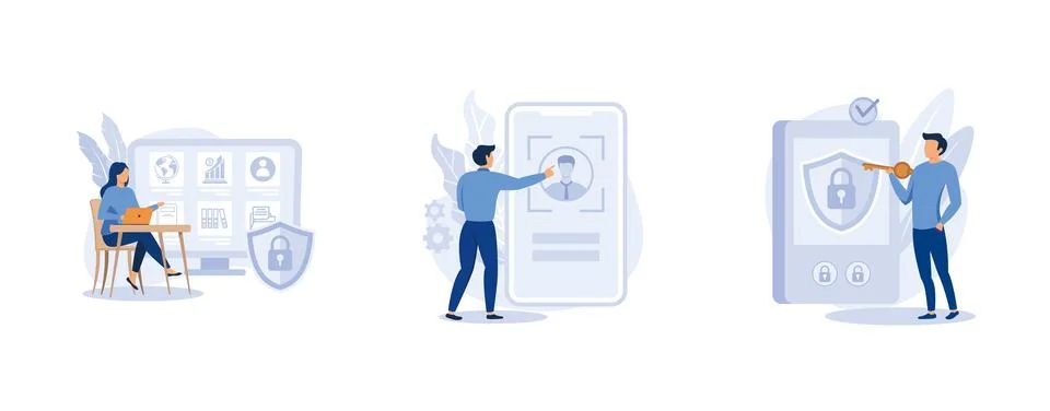 Digital security. Information privacy, verification technologies, access cont Stock Illustration