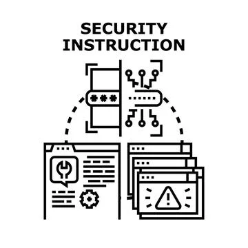 Digital security instruction protecting cyber information access イラスト素材