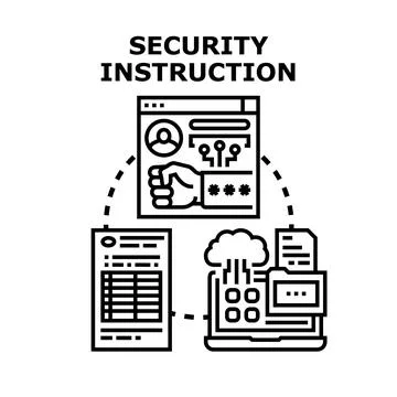 Digital security instruction teaching secure data access Stock Illustration
