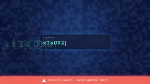 Digital security interface with password input field and red alert warning on Stock Footage 341834398