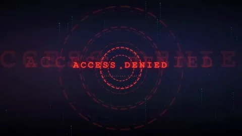 Digital Security Interface with Red Access Denied Warning Message on Dark Stock Footage 336772449