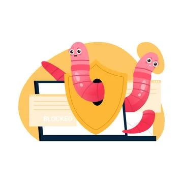 Digital Security Involving Worms And A Comprehensive Protection Shield For Users 스톡 일러스트
