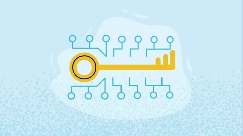 Digital security key with circuit board patterns and blue background repres.. Stock Footage 333722924