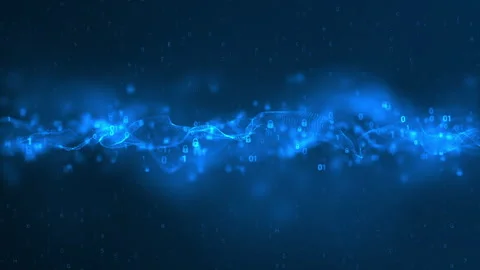 Digital Security Key on Dark Abstract Wave Background Stock Footage 338447020
