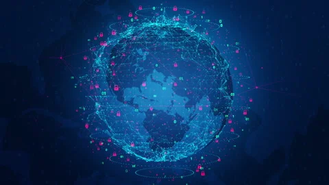 Digital Security Key Global Business Network Background Stock Footage 338447453
