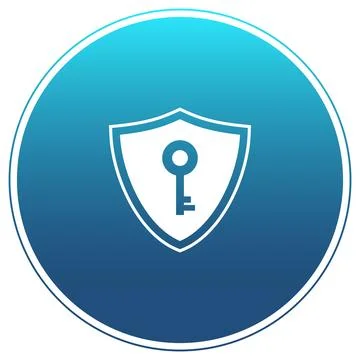 Digital Security Key Icon: Vector shield with a key in a circle イラスト素材