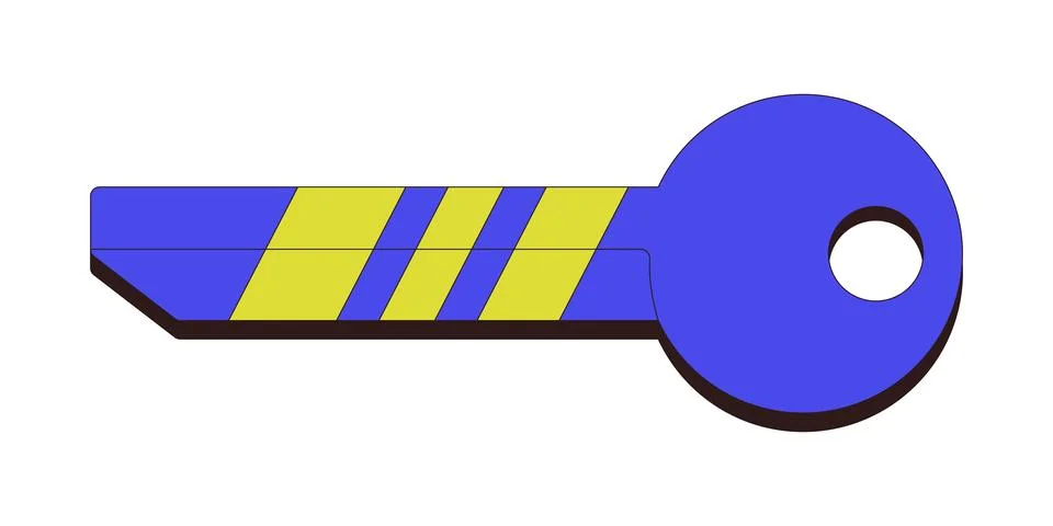 Digital security key with stripes 2D cartoon object Stock Illustration