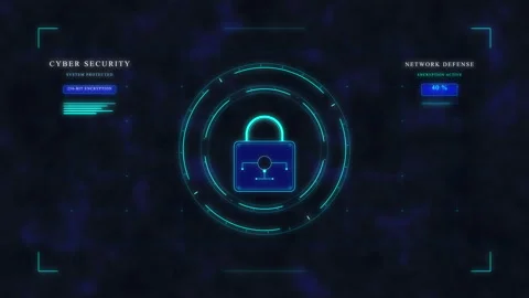 Digital security lock animation with data analysis, cyber protection, netwo.. Stock Footage 348332741