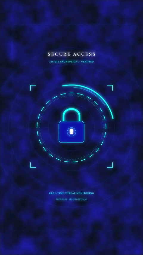 Digital security lock with blue interface, data protection, cyber safety, n.. Stock Footage 348332776