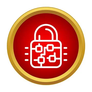 Digital security lock with circuit board icon Stock Illustration