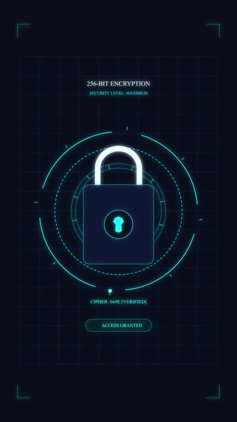 Digital security lock with glowing interface, cyber protection, encryption .. Stock Footage 348332721