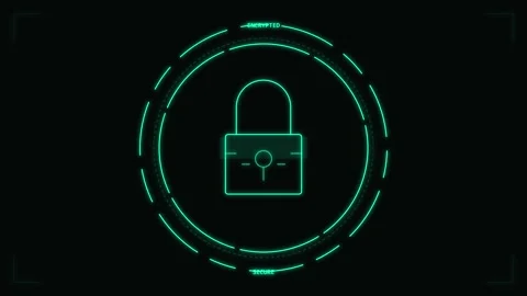 Digital security lock HUD animation with rotating circles Stock Footage 345012490