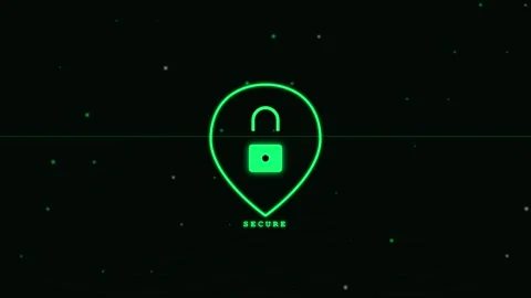 Digital security lock icon animation on dark background 4K Stock Footage 346158333