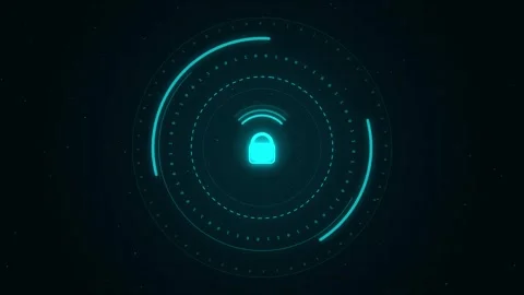 Digital security lock icon with binary data flow animation on dark backgrou.. Stock Footage 346274910