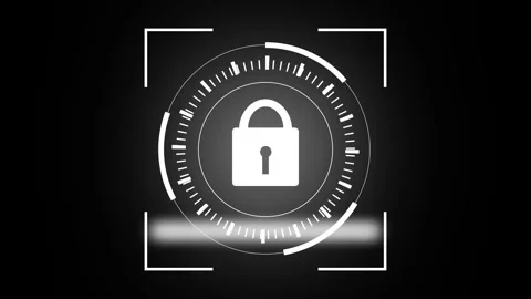 Digital Security Lock Icon with Futuristic HUD Elements 2983 image animation 動画素材 340998109