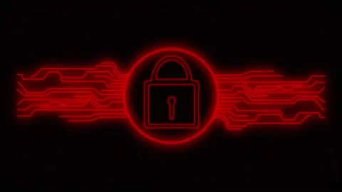 Digital security lock icon safeguards high tech corporate databases. Secure.. 스톡 동영상 337817476