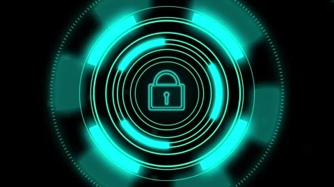 Digital security lock icon safeguards advanced network communication paths... Stock Footage 337817487