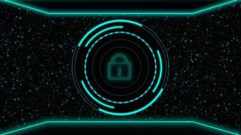 Digital security lock icon signifies modern information safety solutions. S.. Stock Footage 337817468