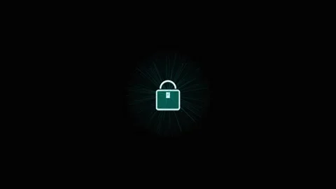 Digital security lock symbol glowing on black background for cyber protecti.. Stock-Footage 342322405