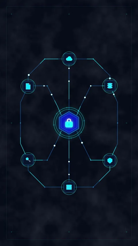 Digital security lock system with data protection interface nodes Stock Footage 348332749