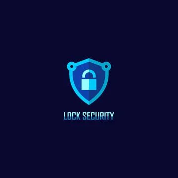 Digital Security Logo Design Template, Padlock Logo Concept Illustrazione stock