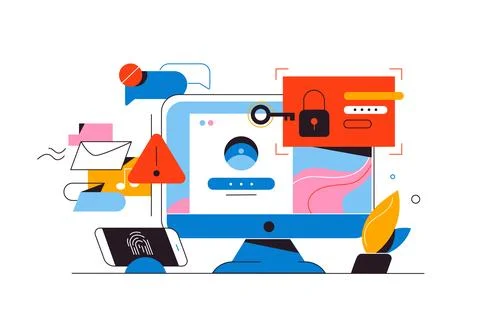 Digital security in modern technology world Illustrazione stock