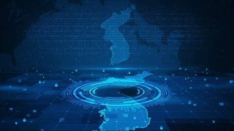 Digital Security Numbers Circle Korea Map HUD Background Stock Footage 339046118