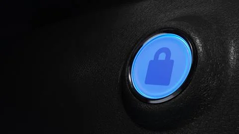 Digital Security Padlock Button Futuristic Concept Stock Illustration