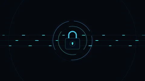 Digital security padlock icon, data protection, cyber safety, network encry.. Stock Footage 348332644