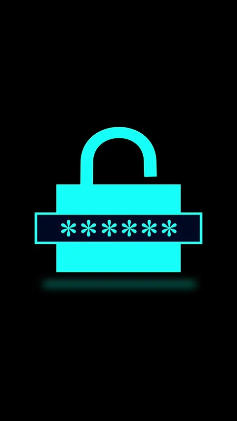 Digital security padlock icon monitors secure user password database author.. Stock Footage 345967378