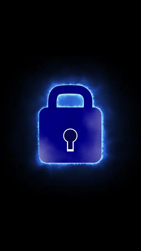 Digital security padlock icon protects sensitive database server networks. .. Stock Footage 345967373