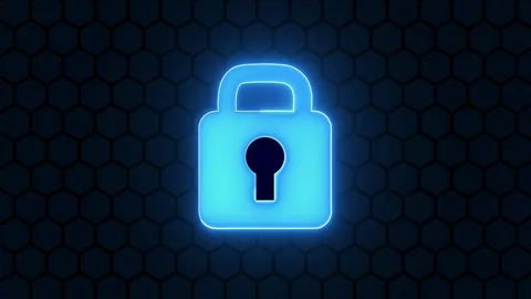 Digital security padlock icon safeguards high tech database networks. Secur.. 스톡 동영상 336896180