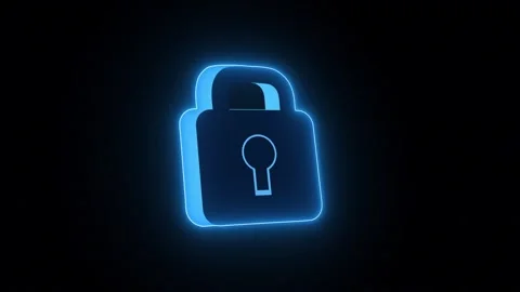 Digital security padlock icon safeguards advanced cloud computing servers. .. Stock Footage 336896188