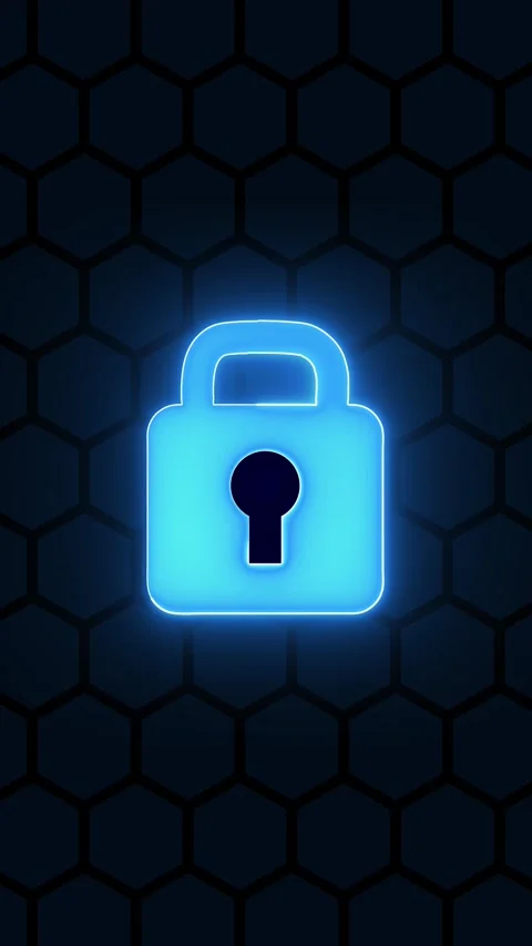 Digital security padlock icon safeguards high tech database networks. Secur.. Stock Footage 345967350