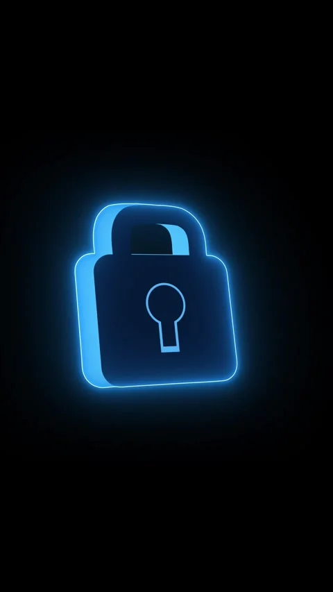 Digital security padlock icon safeguards advanced cloud computing servers. .. Stock Footage 345967362